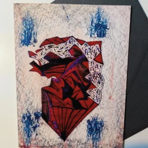Abstract geometric art with red and blue.